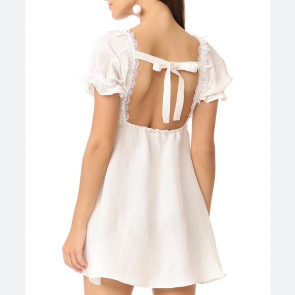 For love and lemons crema silk linen blend short mini babydoll dress - Picture 6 of 12